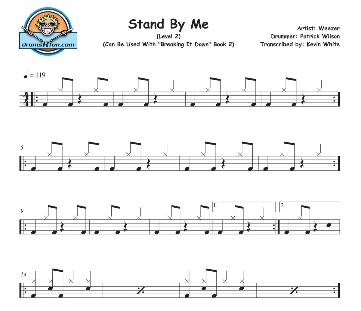 Weezer, Stand By Me Drum Transcription Level 2